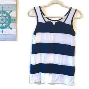 Charming Charlie Navy Color Block Tank Top Stripe